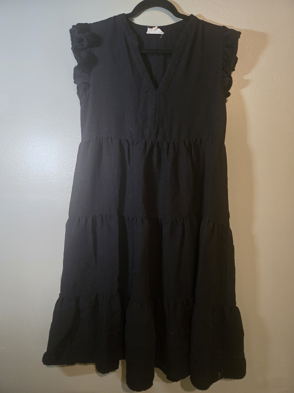 entro Black Tiered Maxi Dress with Ruffle Sleeves